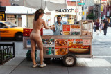 Hot Dog Stand : Self-Portrait drawn from my series Nue York: Self-Portraits of a Bare Urban Citizen